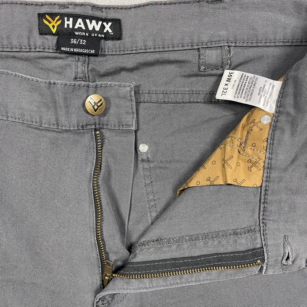 HAWX Work Gear Men's Grey Canvas Carpenter Utility Work Pants Size 36(37)x32 - Picture 7 of 11